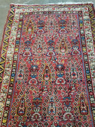 3' 4" X 15' Antique Oriental Karabagh Floral Handmade Wool Runner Rug Red Nice - Jewel Rugs