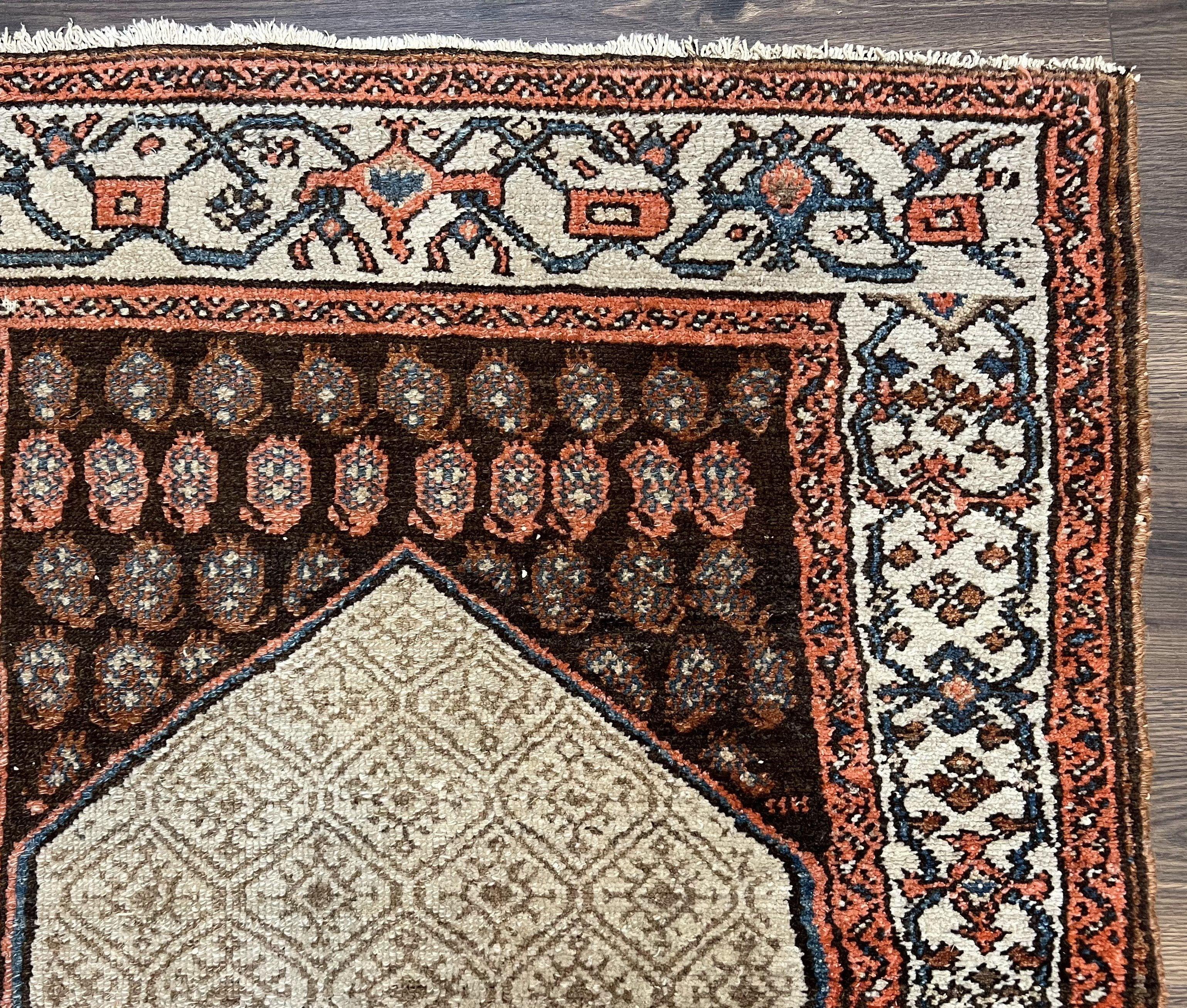 Rare Persian Tribal Runner Rug 3.5 x 10, Sarab Serab Kalegy Carpet, Antique 1920s Collectible Geometric Medallion Oriental Wool Runner, Hand Knotted, Camel Hair Color - Jewel Rugs