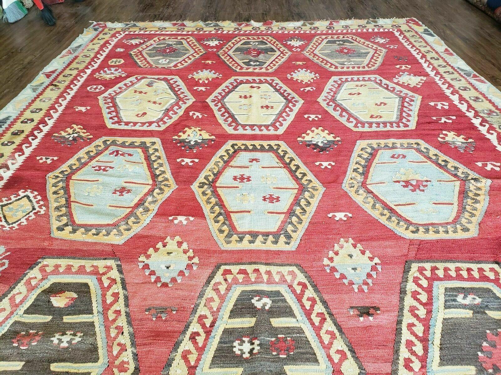 8' X 12' Vintage Turkish Kilim Handmade Flat Weave Wool Rug Veg Dyes - Jewel Rugs