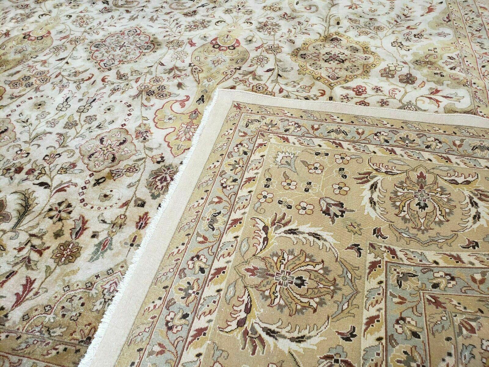 12' X 17' One-of-a-Kind Pakistan Hand-Knotted Wool Rug Handmade Beige Oriental Carpet - Jewel Rugs