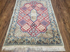 2' 8" X 3' 10" Handmade Wool Rug Carpet Floral Geometric Red Ivory Nice - Jewel Rugs