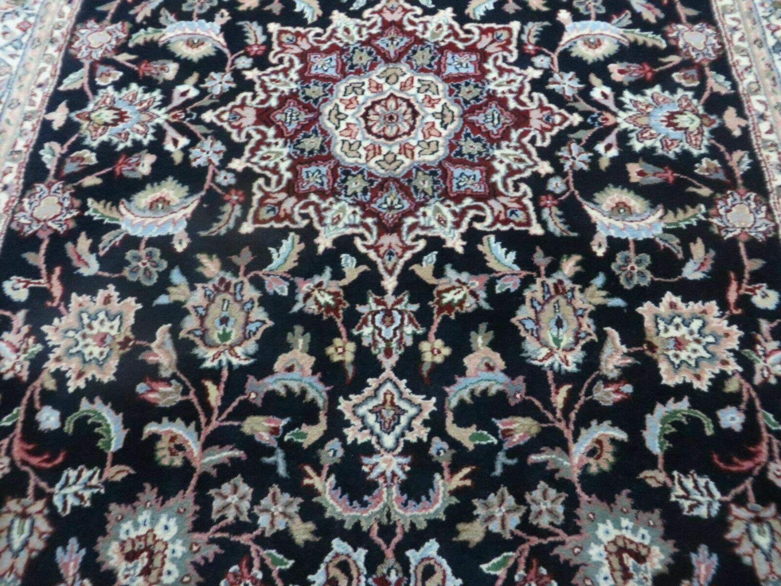 6' X 9' Handmade Fine Indian Traditional Wool Rug Carpet Vegetable Dyes Black - Jewel Rugs