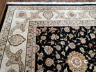 8' 5" X 11' 6" Vintage Handmade Oriental Floral Wool Rug Silk Accent Black Nice - Jewel Rugs