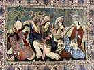 Persian Pictorial Rug 5 x 4 ft, Persian Isfahan Rug, Kork Wool on Silk Foundation, Signature from Master Weaver, Drums and Musical Instruments, Birds, Detailed - Jewel Rugs