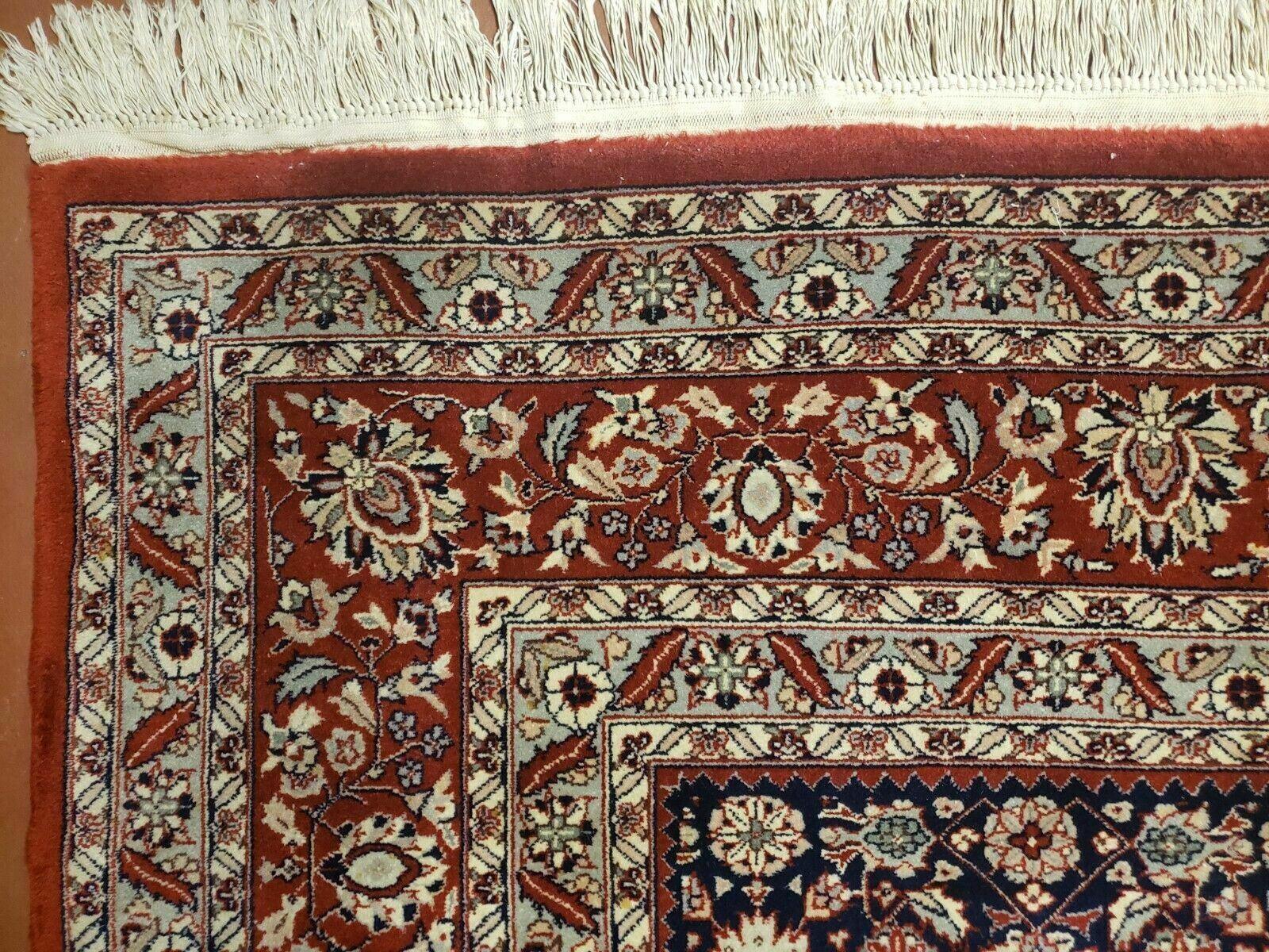 8' X 10' Vintage Fine Handmade India Jaipur Wool Rug Hand knotted Carpet Red - Jewel Rugs