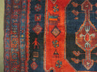 4' 6" X 8' 2" Antique Handmade India Tribal Geometric Wool Rug Red Blue # 129 - Jewel Rugs