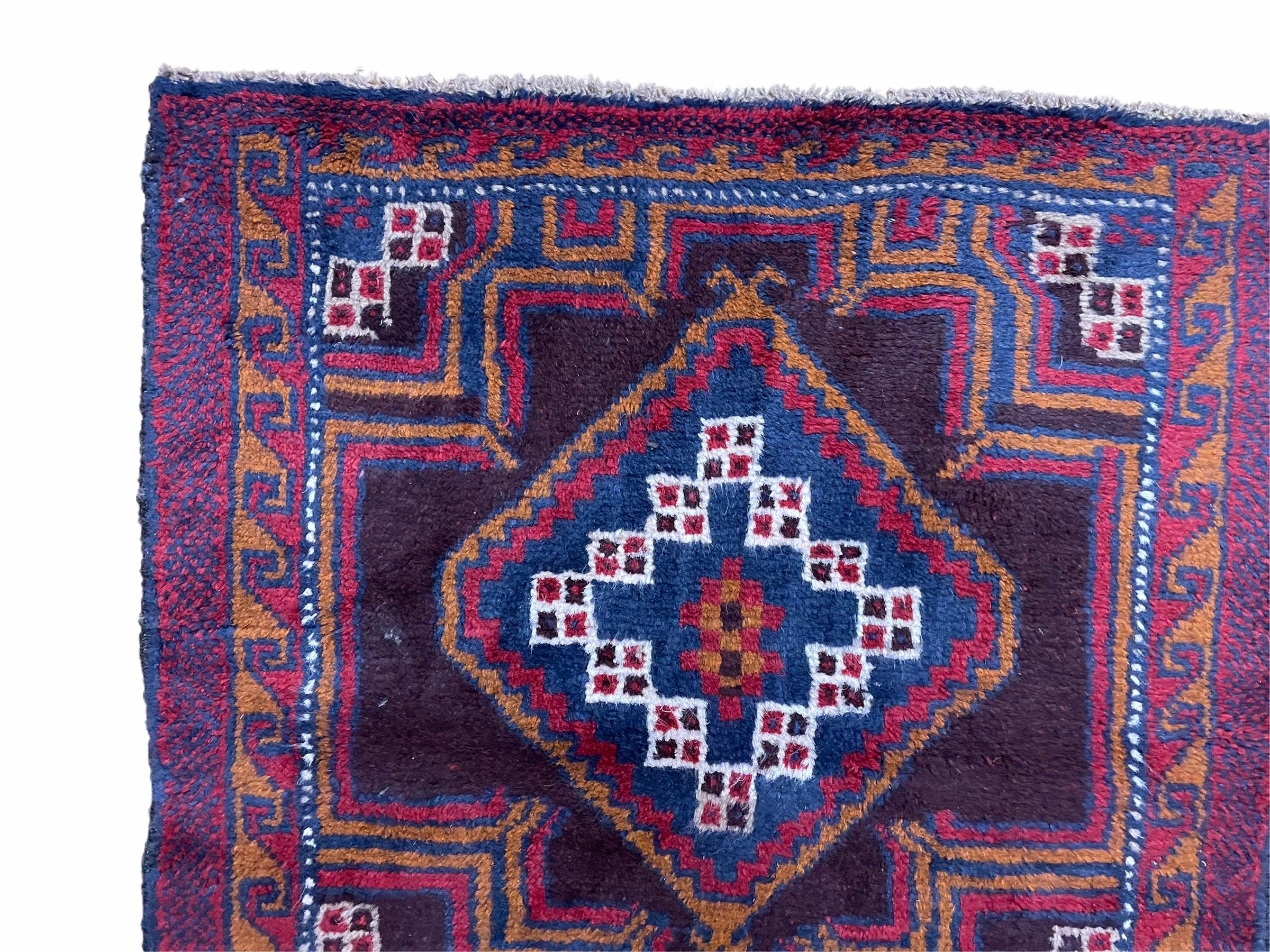 3 X 4.4 Vintage Handmade Tribal Wool Rug Baluchi Rug Afghan Rug Purple Blue Nice - Jewel Rugs