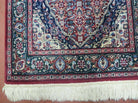 2' 6" X 12' Vintage Handmade India Floral Blue & Red Wool Runner Rug Oriental Carpet - Jewel Rugs