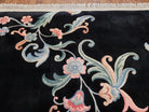 9x12 Chinese Art Deco Rug Black Wool Area Rug 120 Lines Flowers Handmade Carpet - Jewel Rugs