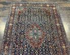 Antique Persian Sarouk Farahan Rug 4x7 Carpet, Herati Medallion, Midnight Blue and Red Wool Collectible Oriental Rug, Hand Knotted, Ferahan Feraghan - Jewel Rugs