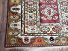 Turkish Caucasian Rug 4x7, Vintage Hand-Knotted Wool Turkish Talish Carpet 4 x 7, Cream, Burnt Orange Carmine Red Area Rug, Bohemian Rug - Jewel Rugs