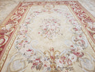 Aubusson Rug 6x9, Elegant Flatweave Rug, Aubusson Savonnerie 6 x 9 Flatweave Area Rug, Cream and Red, Wool Hand Woven Carpet, Medium Size - Jewel Rugs