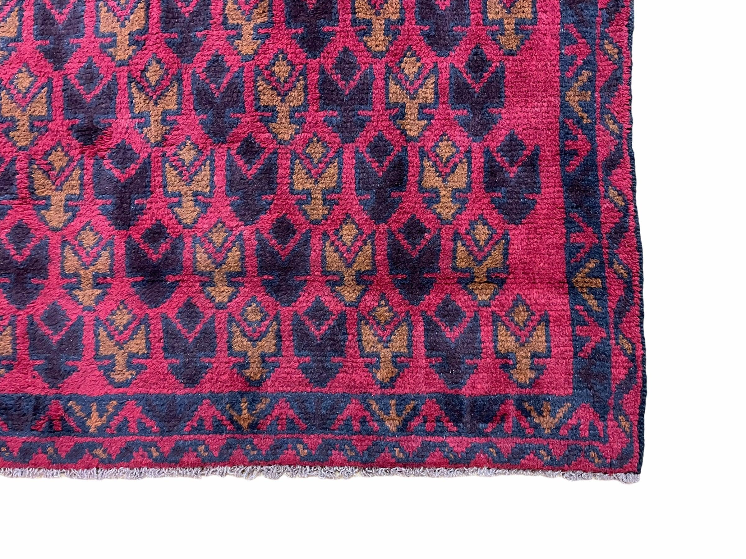 3 X 4 Vintage Handmade Tribal Wool Rug Balouchi Rug Afghan Rug Red Blue - Jewel Rugs