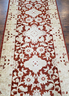 21 ft Runner Rug Long Hallway Runner, 3 x 21 Corridor Rug, Peshawar Pak Persian Chobi Agra Rug, Maroon and Beige Large Flowers Wool Handmade - Jewel Rugs