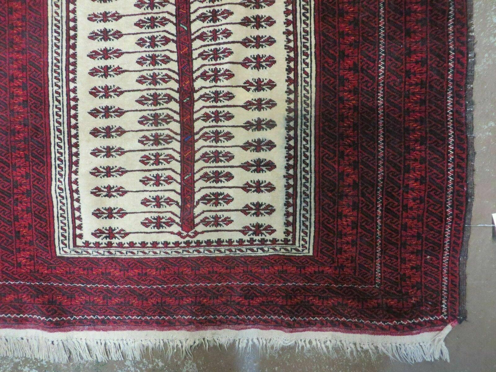 3' X 5' Antique Handmade Turkoman Balouchi Prayer Wool Rug Khamesh - Jewel Rugs