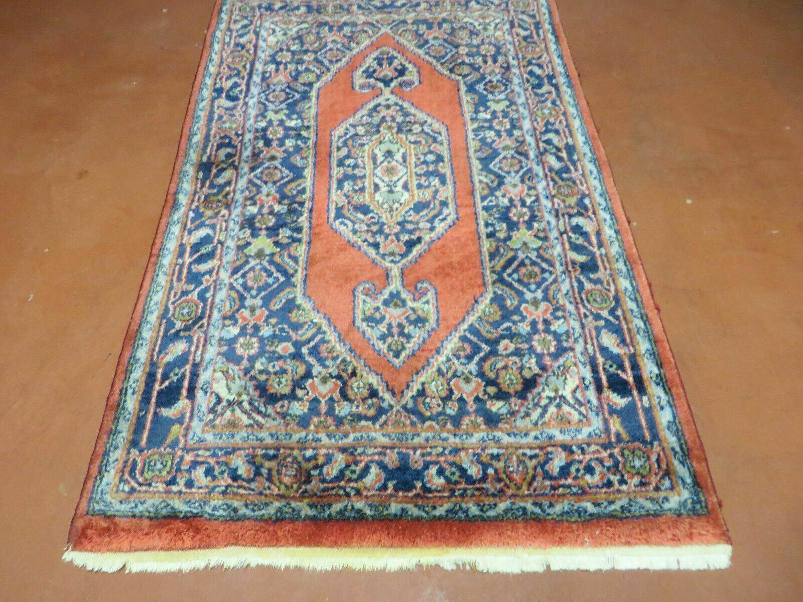 3' X 5' Vintage Handmade Indian Wool Rug Red Medallion Vegetable Dyes Nice - Jewel Rugs