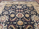 Indo Mahal Rug, Indian Sultanabad Handmade Carpet, 8x11 - 9x12 Area Rug Hand-Knotted Wool Black Floral Traditional Oriental Dinning Room Rug - Jewel Rugs