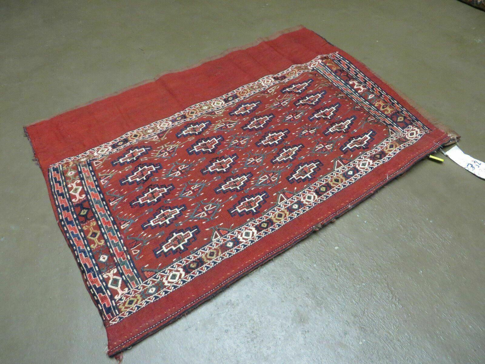 45" X 32" Antique Handmade Bokhara Turkoman Yomud Chuval Wool Rug Soumak NICE - Jewel Rugs