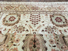 9' X 12' Handmade Indian Floral Wool Rug Hand Knotted Carpet Tea Washed Beige - Jewel Rugs