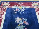 6' X 9' Vintage Handmade Art Deco Chinese Rug Peking Flowers Floral Blue Nice - Jewel Rugs