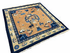 5x5 Vintage Chinese Peking Art Deco Nichols Square Rug Animals Dragons Elephant - Jewel Rugs