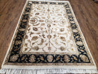 Pak Persian Rug 4x6 ft, Wool Rug with Silk Highlights, Pakistani Carpet 4 x 6, Ivory Black and Gold Rug, Allover Floral Pattern, Quality Rug - Jewel Rugs