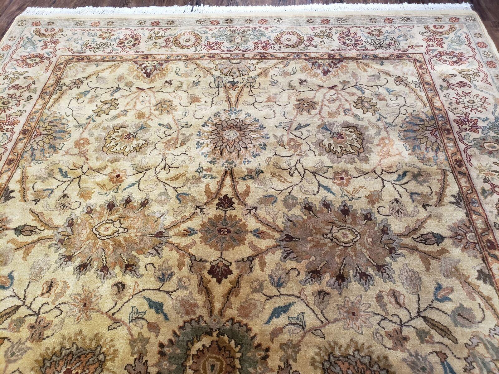 6' X 9' Vintage Oriental Floral Handmade Wool Rug Vegetable Dye Tea Washed Nice - Jewel Rugs