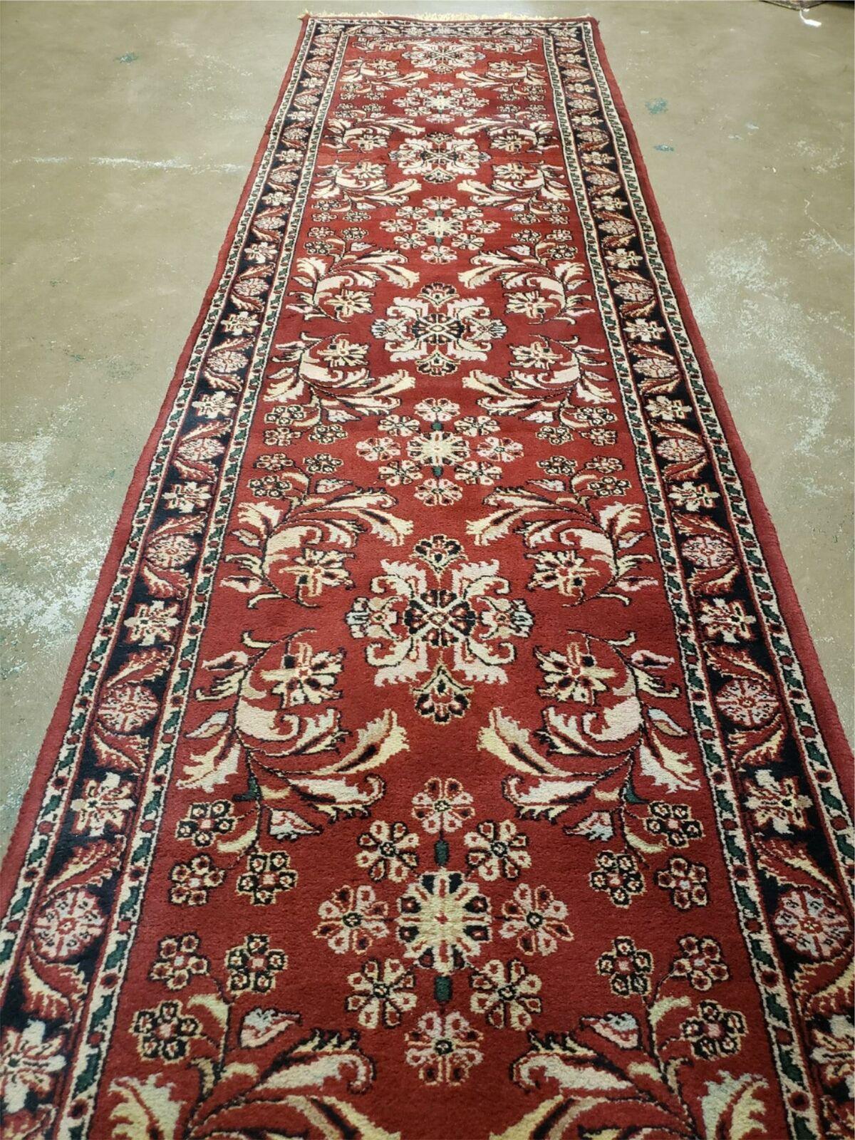 2' 6" X 10' Vintage Oriental Indian Floral Handmade Wool Runner Rug Red Nice - Jewel Rugs