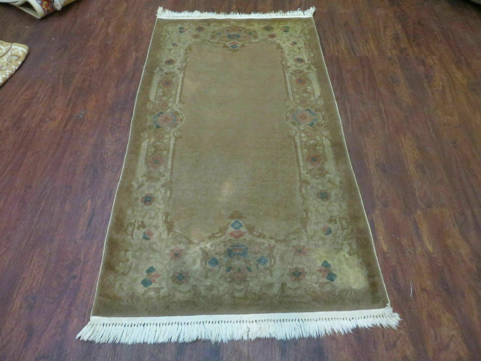 3' X 5' 4" Vintage Handmade Art Deco Chinese Wool Brown Accent Rug - Jewel Rugs