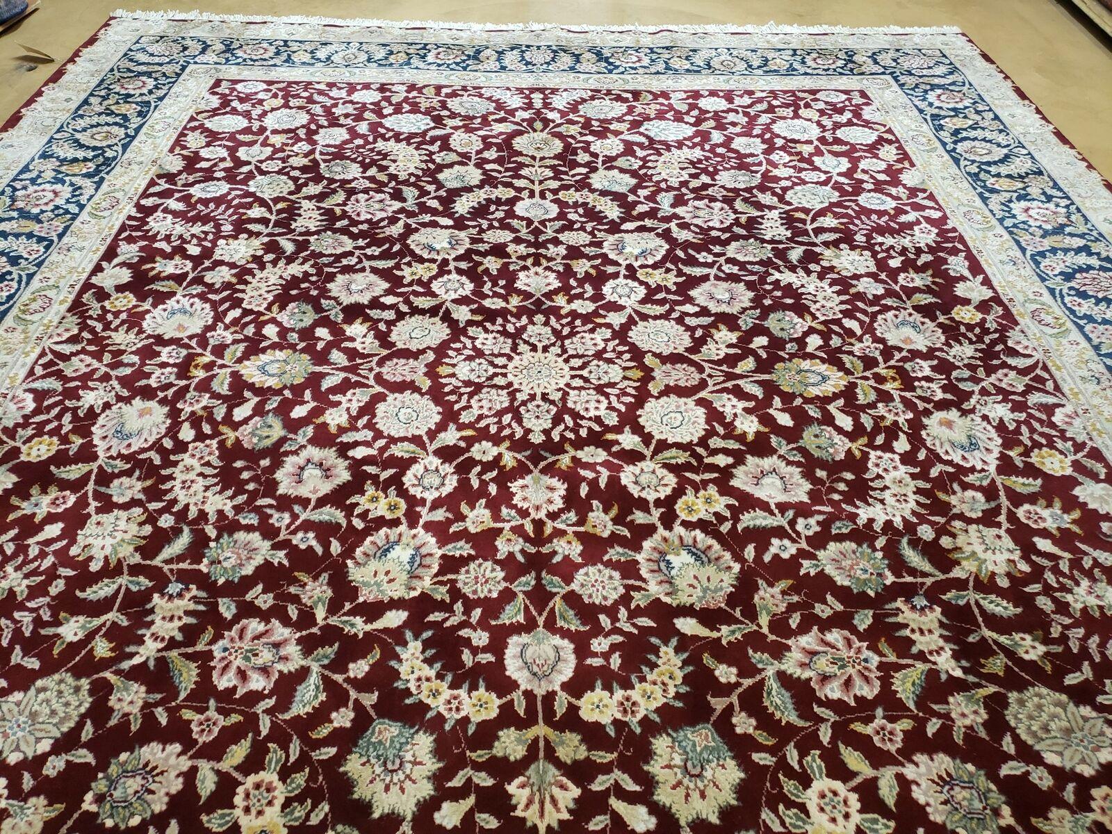 8' X 10' Vintage Handmade Oriental Floral Wool & Silk Rug Afshan Red Blue Nice - Jewel Rugs