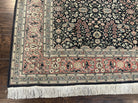 Turkish Hereke Rug 6x9 Turkish Carpet, Vintage Rug 6 x 9 Oriental Rug, Wool Rug, Hand Knotted Rug, Black Salmon Red, Allover Floral Detailed - Jewel Rugs