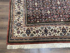 Indo Bidjar Rug 7x10, Indo Persian Bijar Carpet 7 x 10 ft, Herati Allover Floral, Maroon and Cream, Wool Hand Knotted Vintage Oriental Rug - Jewel Rugs