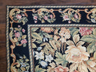 William Morris Rug 12x17 - 12x18, Flat Pile Needlepoint Carpet, Black Oversized Palace Sized Rug, Wool Hand-Woven, Large Floral Flowers Rug - Jewel Rugs