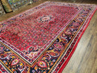 Vintage Persian Hamedan Dargazin Rug, Red, Hand-Knotted, Wool, 7' x 10' 2" - Jewel Rugs