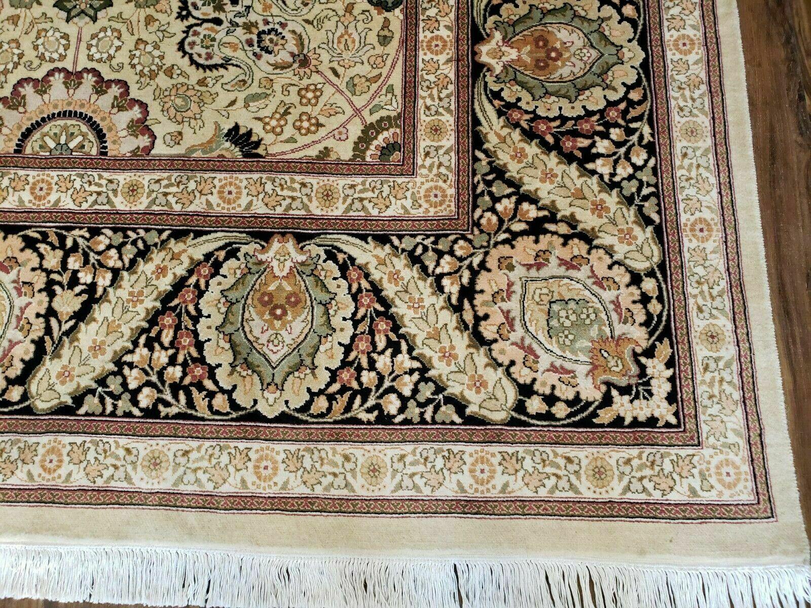 9' X 12' Vintage Handmade Chinese Oriental Wool Beige Rug - Jewel Rugs