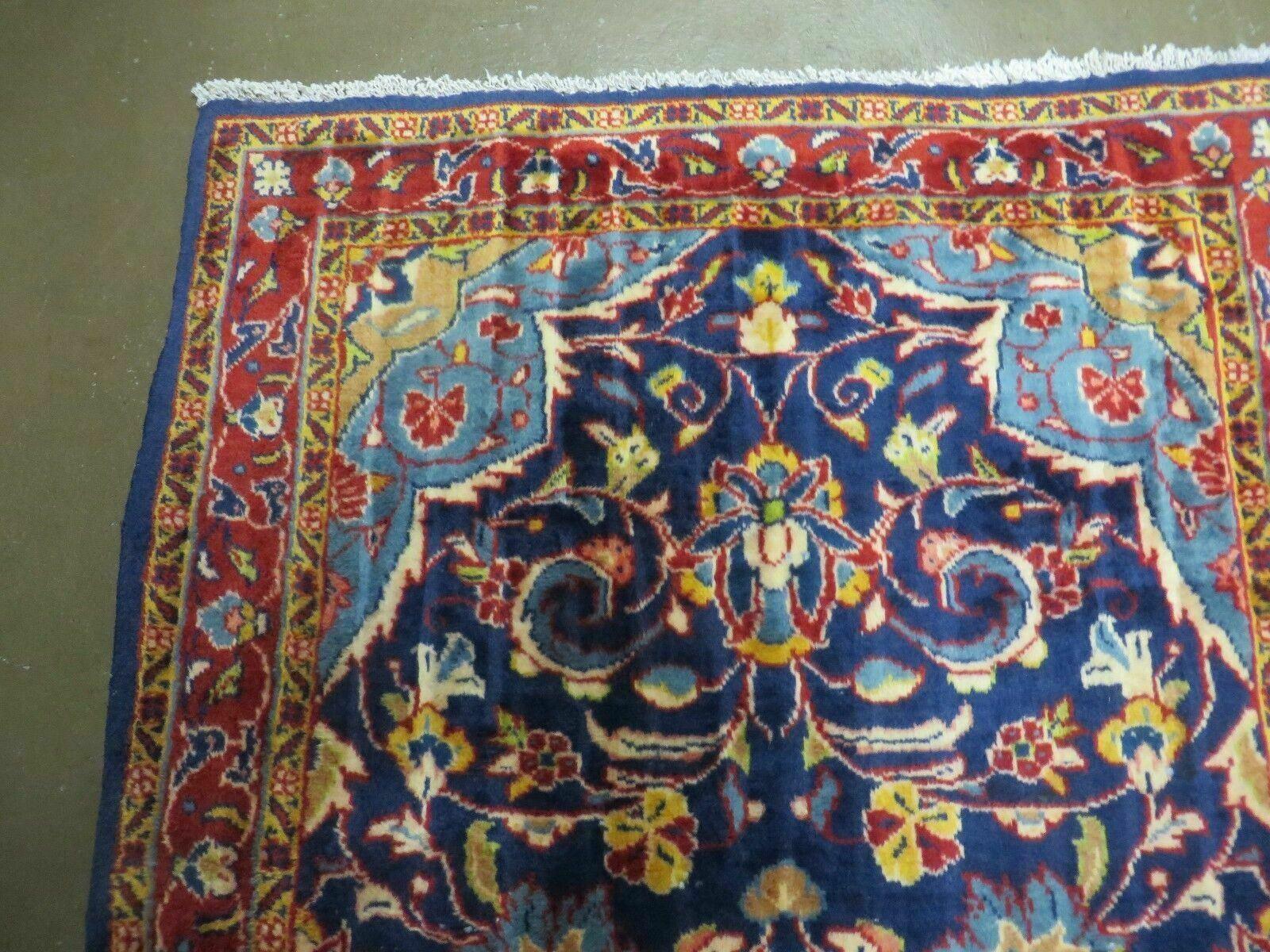 Persian Runner Rug 3.2 x 9.7, Antique Persian Hamadan Blue Wool Runner, Floral Medallion, Red and Blue, Hand Knotted Hallway Kitchen Runner Rug Nice - Jewel Rugs