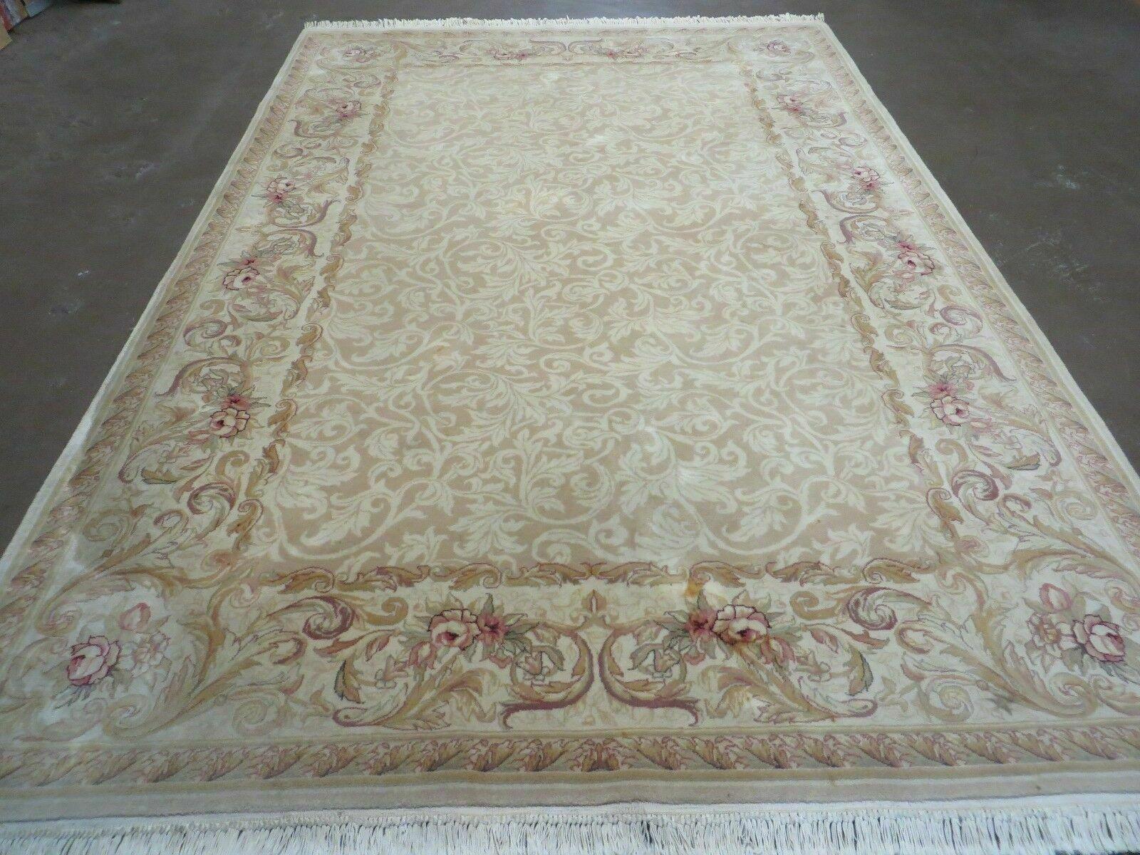 6' X 9' Vintage Handmade Wool Rug Aubusson Savonnerie European Design Nice #815 - Jewel Rugs