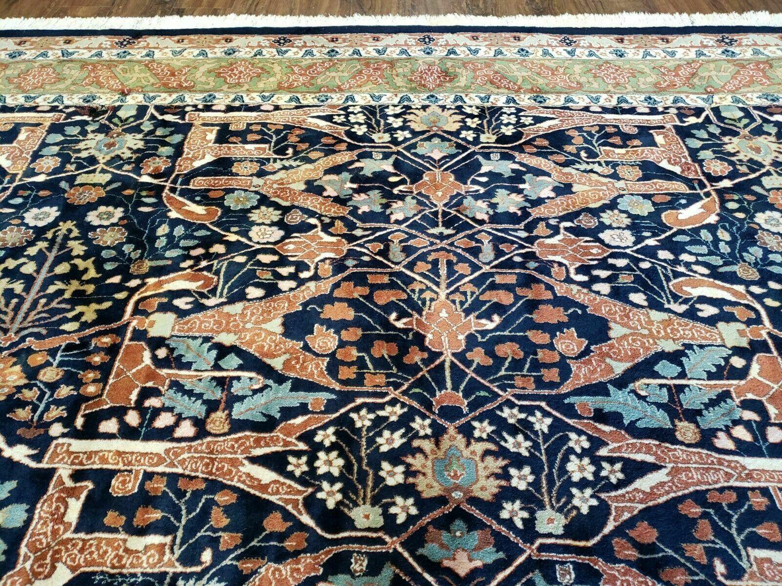 12' X 15' Vintage Finely Woven Handmade Indian Allover Design Wool Rug Palace size Nice - Jewel Rugs