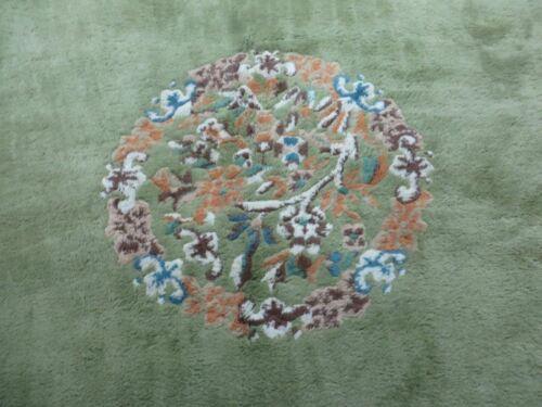 8' X 11' Vintage Indo Chinese Handmade Wool Rug Green Nice - Jewel Rugs