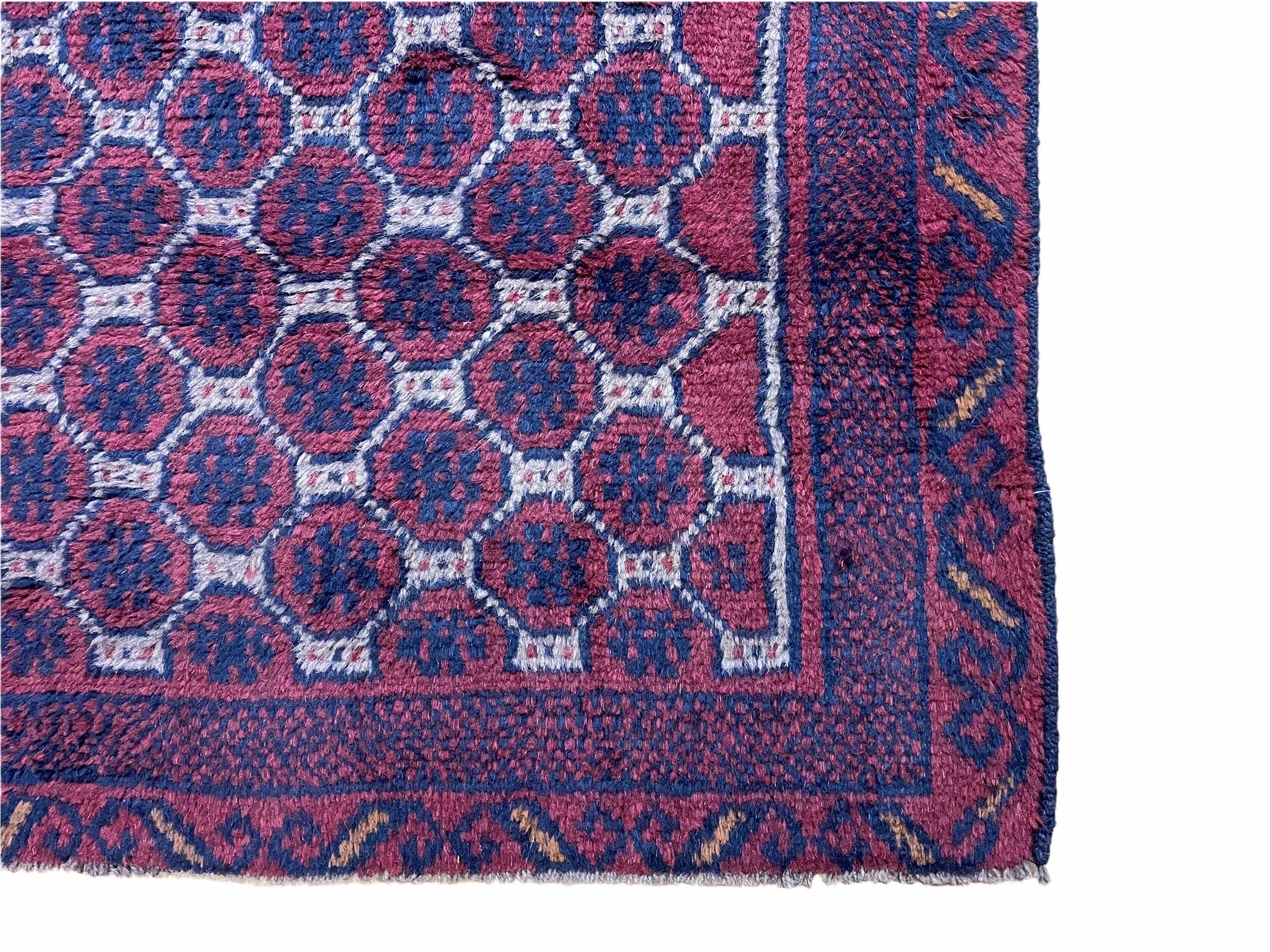 2' 7" X 4' 6" Vintage Handmade Tribal Wool Rug Balouchi Rug Afghan Rug Red Blue - Jewel Rugs