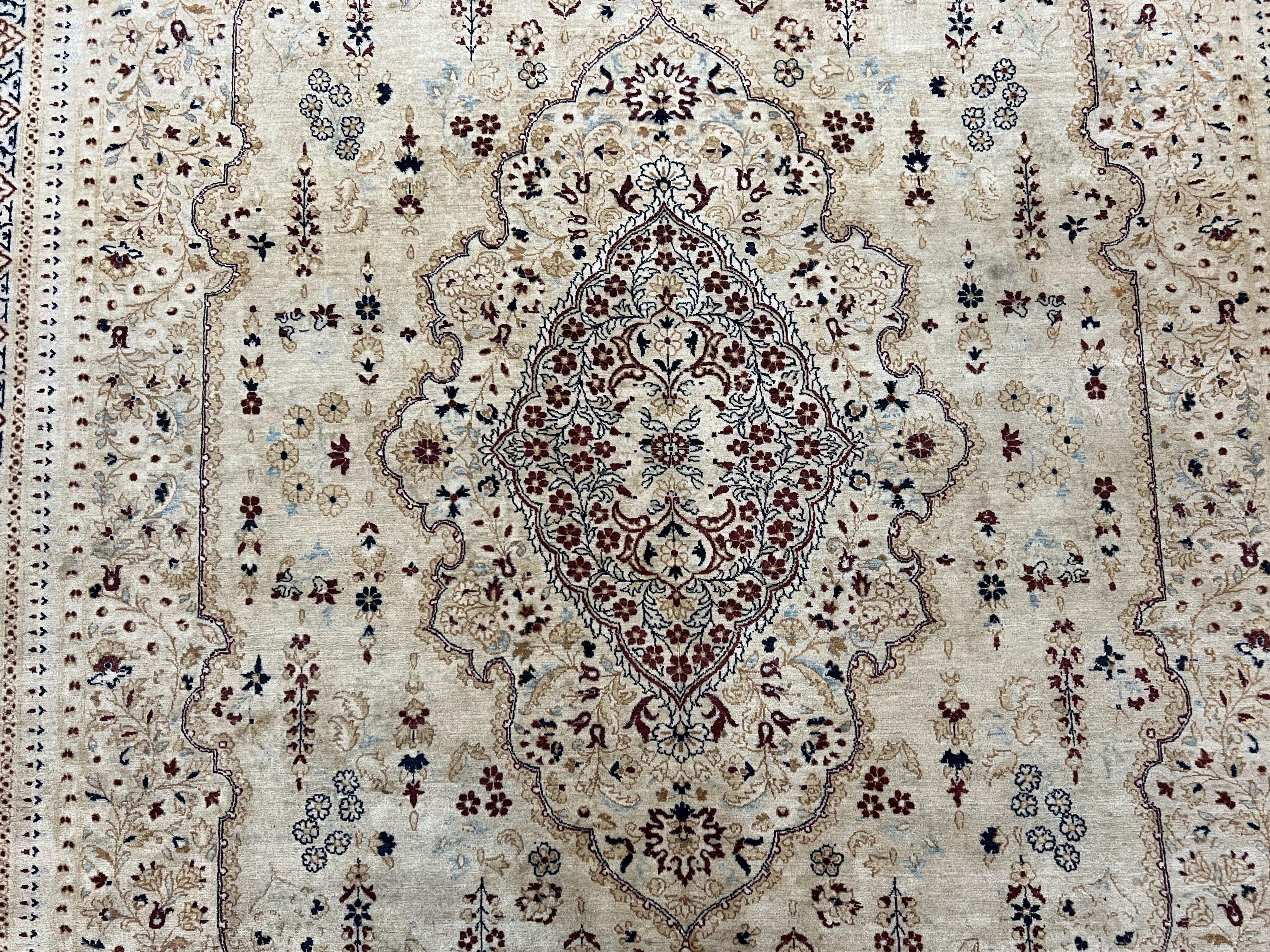 Pak Persian Rug 9x11, Very Fine Hand Knotted Oriental Carpet, Haji Jalili Design, Ivory/Cream, Wool Handmade Room Sized Rug 9 x 11 ft, Nice - Jewel Rugs