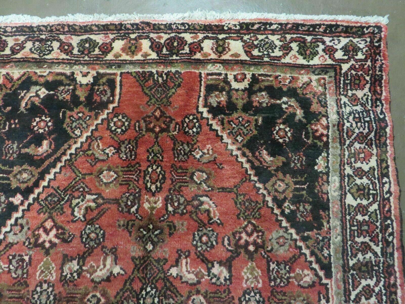 3' 8" X 10' 2" Antique Handmade India Floral Wool Runner Rusted Red Rug # 132 - Jewel Rugs