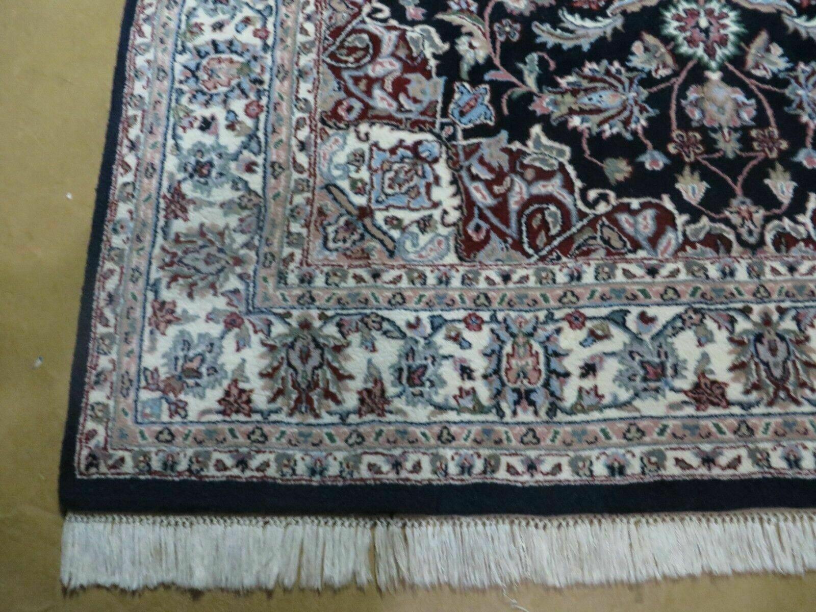 6' X 9' Handmade Fine Indian Traditional Wool Rug Carpet Vegetable Dyes Black - Jewel Rugs