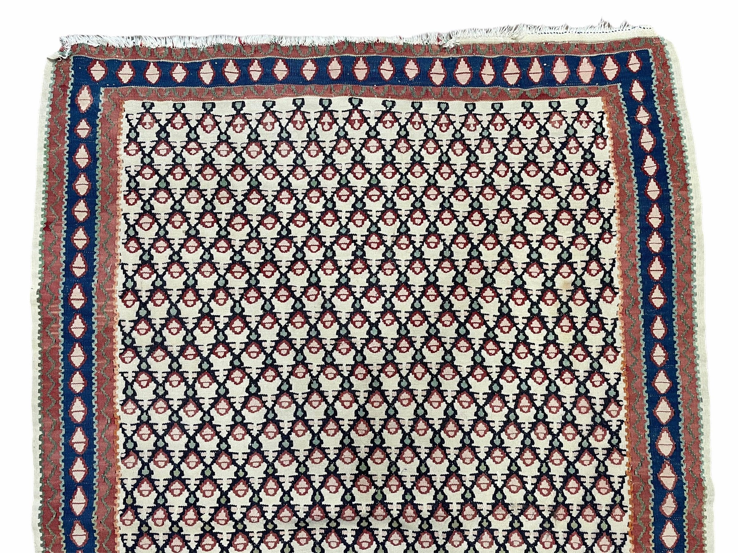 Vintage Kilim Rug 4x5 Kurdish Senneh Kilim Flatweave Rug 4 x 5 Geometric Pattern Kilim Collectible Rug Ivory Kilim Rug - Jewel Rugs