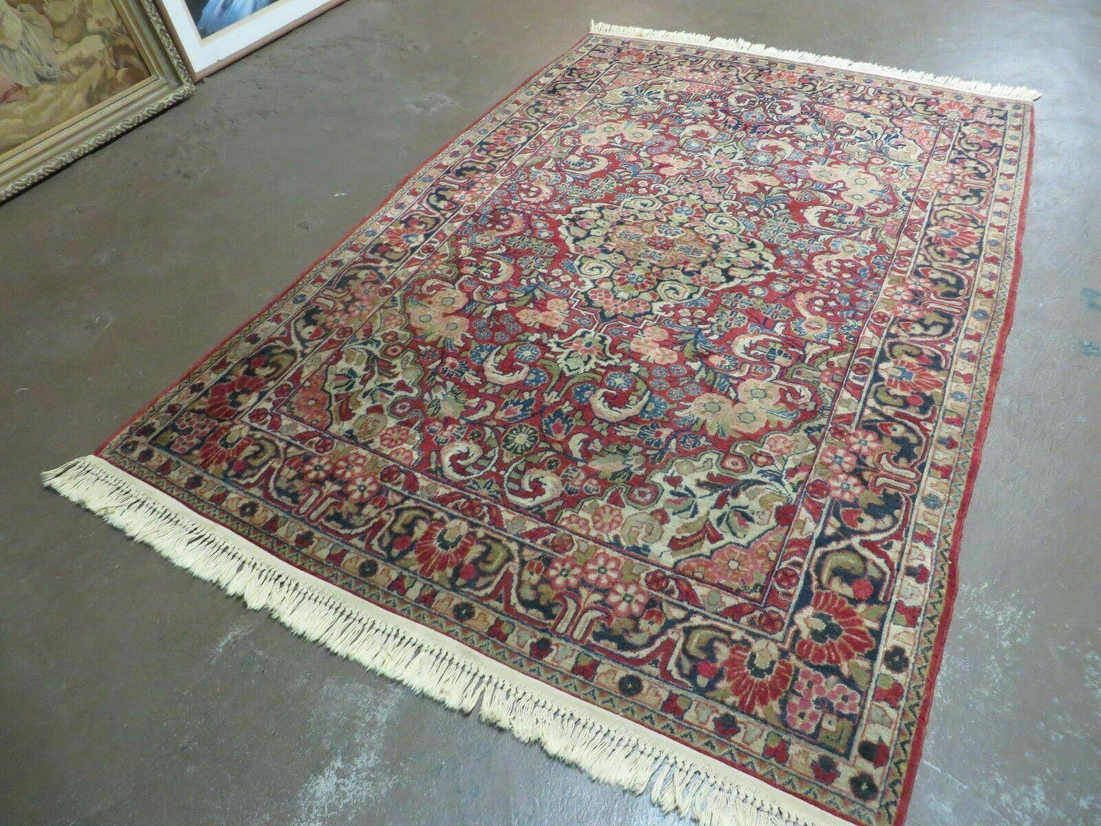 4' 6" X 5' 4" Handmade India Agra Floral Oriental Wool Rug Carpet Red Nice - Jewel Rugs