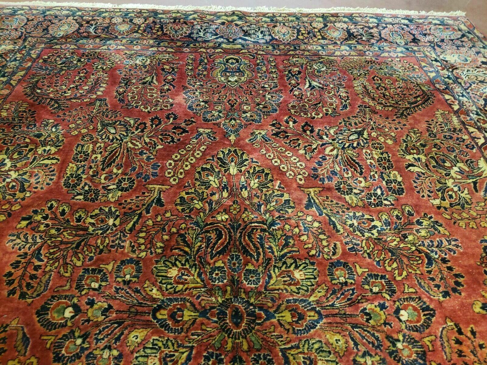 9' X 12' Authentic Antique Oriental Floral Red Allover Medallion Wool Rug Beauty - Jewel Rugs