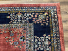 Large Persian Sarouk Rug 10x17, Open Field, Red and Navy Blue, Palace Sized Oversized Hand Knotted Wool Oriental Carpet Flowers Vases Antique 1920s - Jewel Rugs