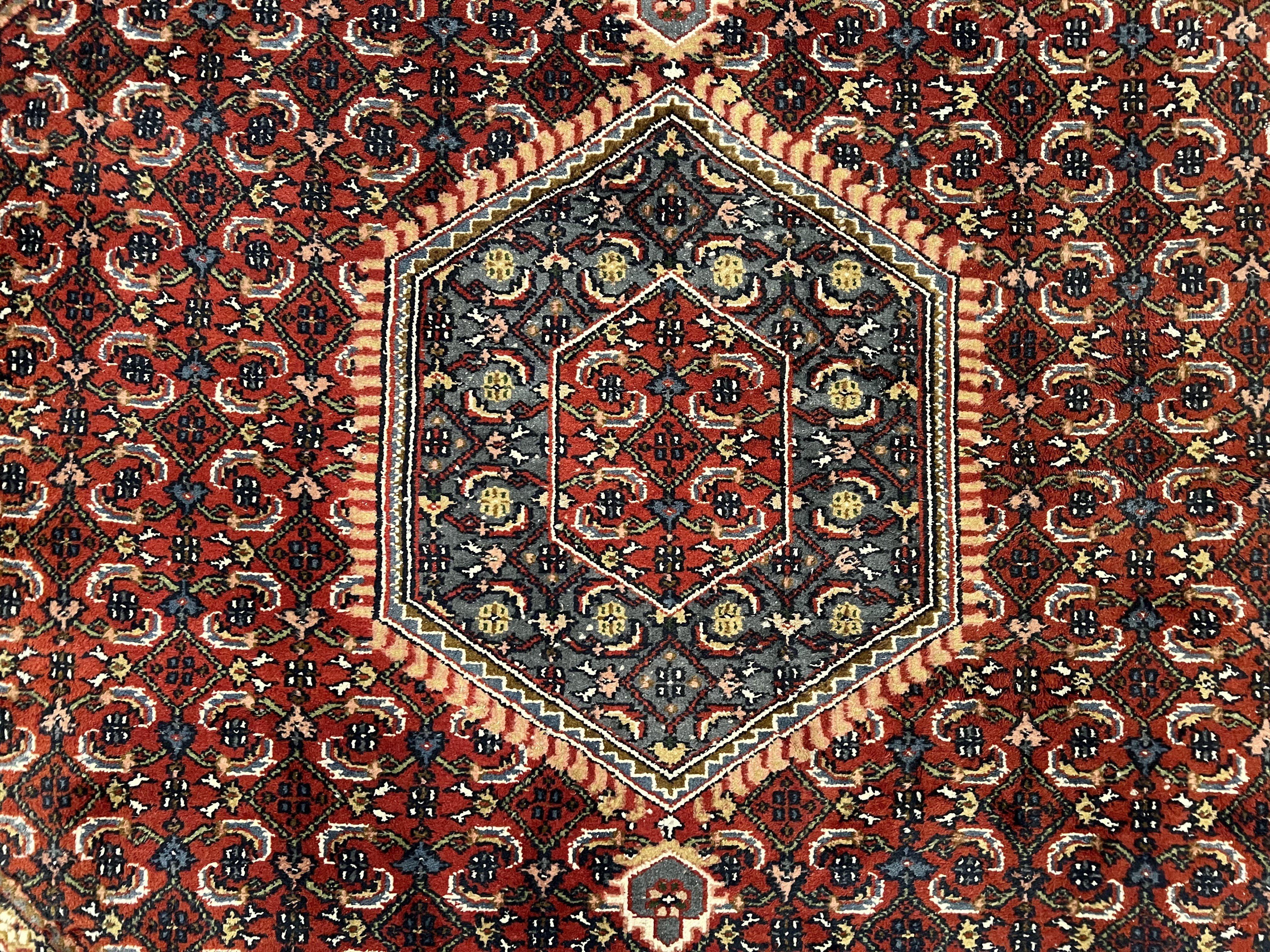 Octagon Rug 8 x 8 ft, Indo Persian Rug, Indian Rug 8x8, Red Black Gold, Hand Knotted Octagon Shaped Round Rug, Vintage Rug, Mahi Herati Wool - Jewel Rugs