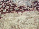 8' X 10' Vintage Handmade Chinese Oriental Floral Wool Rug Silk Accent Burgundy - Jewel Rugs