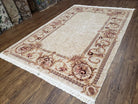 Vintage Ivory Chinese Aubusson Area Rug 6x9, Wool & Silk, Hand-Knotted 120 Line Fine Rug, European Design Carpet, 6 x 9 Master Signature Rug - Jewel Rugs